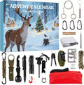 Survival kit gift box beside the full set of camping tools laid out